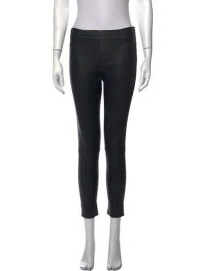 Pre-owned Sylvie Schimmel Lamb Leather Skinny Leg Pants In Black