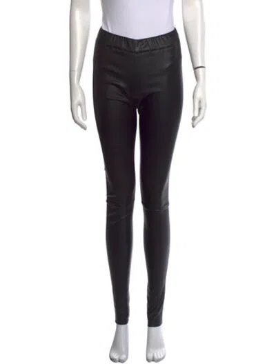 Pre-owned Sylvie Schimmel Lamb Leather Skinny Leg Pants In Black