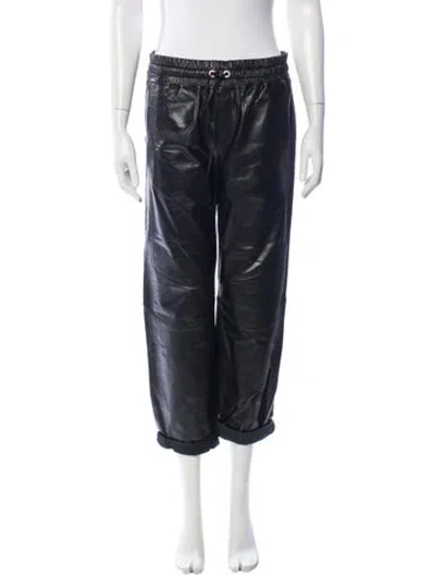 Pre-owned Sylvie Schimmel Lamb Leather Wide Leg Pants In Black