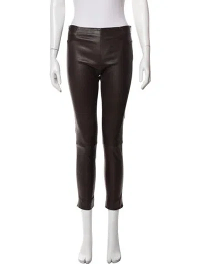 Pre-owned Sylvie Schimmel Leather Skinny Leg Pants In Brown
