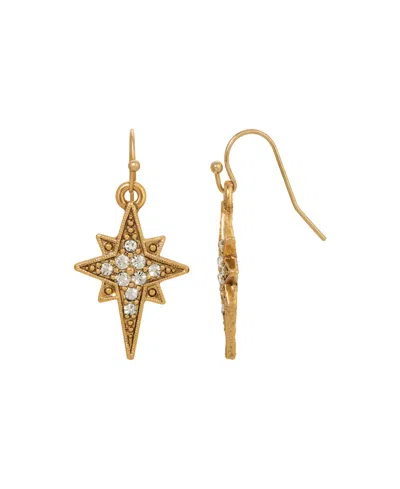 Symbols Of Faith 14k Gold Dipped Crystal Glass Stones Star Of Bethlehem Wire Earrings In White