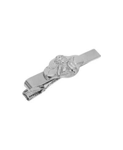 Symbols Of Faith Silver-tone Angel Tie Bar Clip In Gray