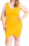 Symphony Back Shoulder Cape Mini Dress - Plus In Yellow In Yellow