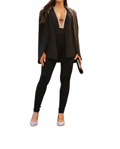 Symphony Bricelynn Cape Jacket With Rhinestone Detail In Black