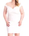 Symphony Off The Shoulder Mini Dress In White/silver In White
