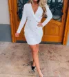 Symphony She Is Magic Sequin Collar Mini Dress In White