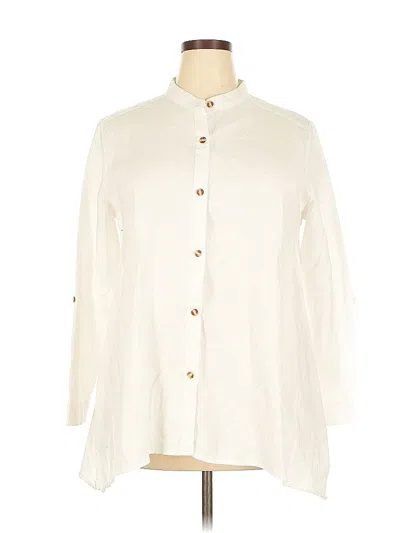 Pre-owned Symple Nyc 3/4 Sleeve Button Down Shirt In White