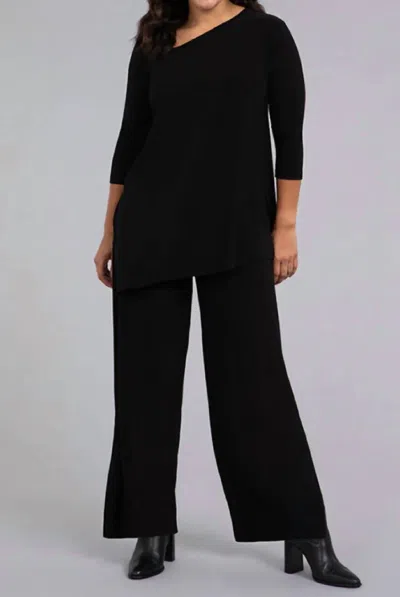 Sympli 3/4 Sleeve Angle Tunic Top In Graphite In Pink