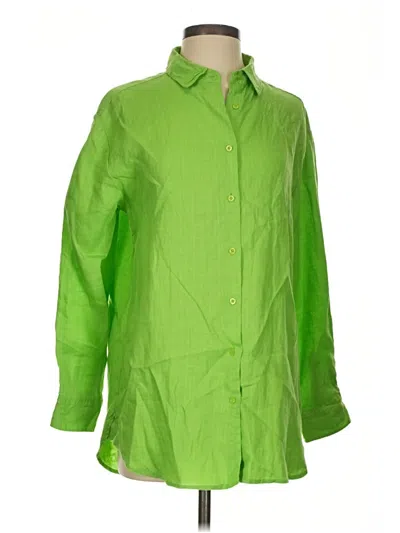 Pre-owned Sympli 3/4 Sleeve Button Down Shirt In Green