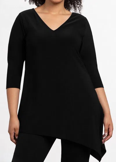 Sympli 3/4 Sleeve Reversible Angle Top In Black