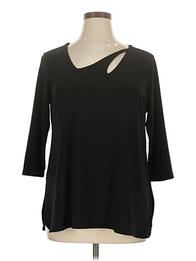 Pre-owned Sympli 3/4 Sleeve Top Black Keyhole Neckline Tops