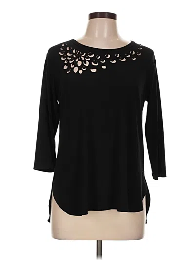 Pre-owned Sympli 3/4 Sleeve Top Black Keyhole Neckline Tops