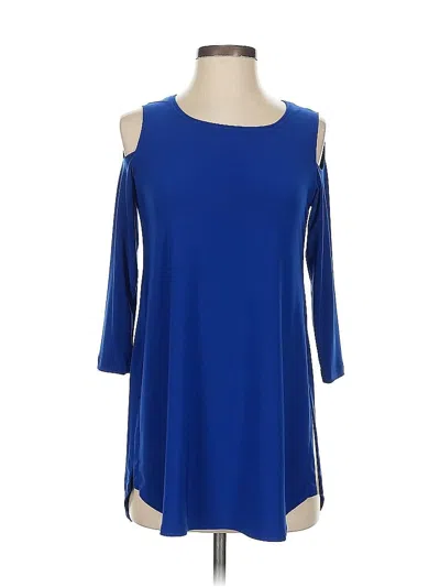 Pre-owned Sympli 3/4 Sleeve Top Blue Cold Shoulder Neckline Tops