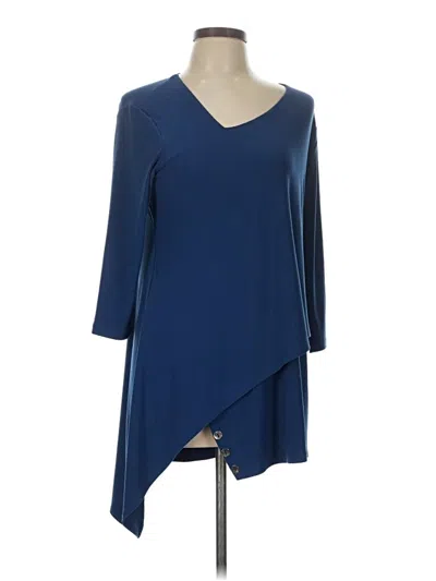 Pre-owned Sympli 3/4 Sleeve Top Blue One Shoulder Neckline Tops
