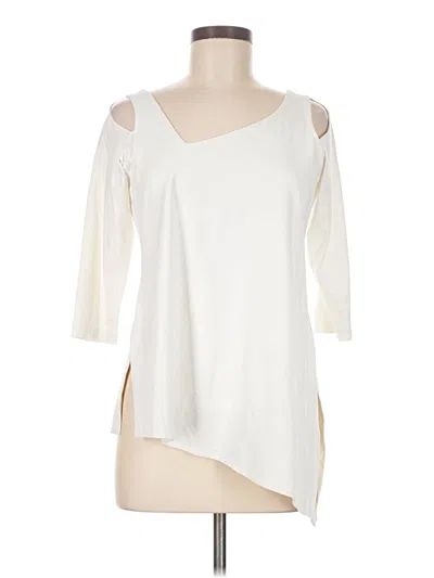 Pre-owned Sympli 3/4 Sleeve Top Ivory Cold Shoulder Neckline Tops In White