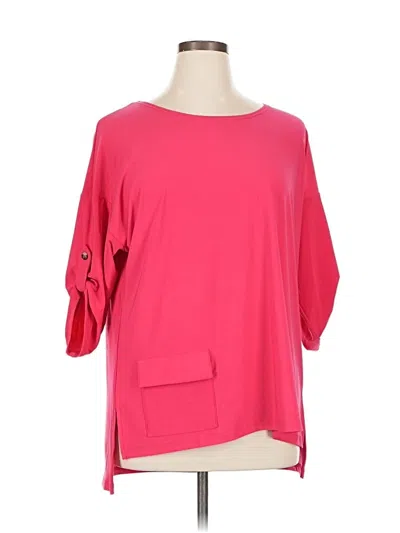 Pre-owned Sympli 3/4 Sleeve Top Pink Boatneck Tops