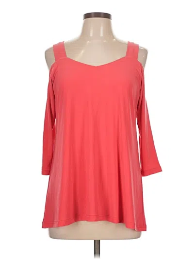 Pre-owned Sympli 3/4 Sleeve Top Red Cold Shoulder Neckline Tops