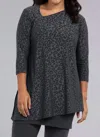 Sympli Angle Tunic Top In Graphite Animal In Gray