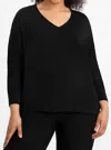 Sympli Bamboo V-neck Boxy Top In Black In Black