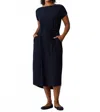 Sympli Boatneck Belted Dress In Navy In Blue