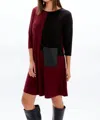 Sympli Color Block Patch Pocket Dress In Bloodstone/black In Multi