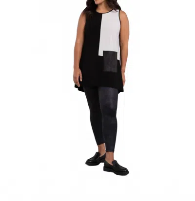 Sympli Colour Block Patch Pocket Tunic Rop In Black/ivory In Multi