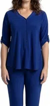 Sympli Convoy Henley Top In Twilight In Blue