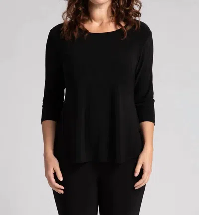 Sympli Cozy Clip Quarter Sleeve Top In Black