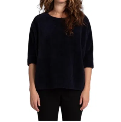 Sympli Cozy Clip Quarter Sleeve Top In Black