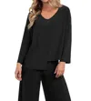 Sympli Etch V-neck Top In Black In Black
