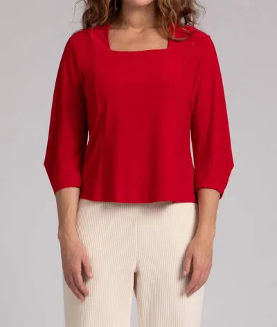 Sympli Fit N Flare Lantern Top In Poppy In Red