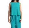 Sympli Flared Shell Top In Gem In Blue