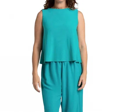 Sympli Flared Shell Top In Gem In Blue