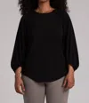 Sympli Fleece Back Jersey Move Pullover Top In Black In Black