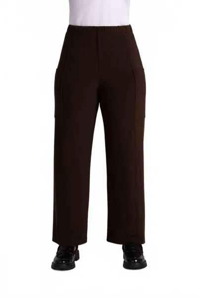 Sympli Flounce Relaxed Cargo Pant In Chocolate In Burgundy