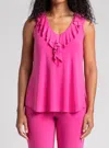 Sympli Flutter Sleeveless Top In Peony In Pink
