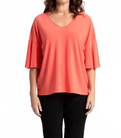 Sympli Flutter Top In Coral In Pink