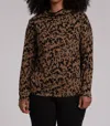 Sympli Funnel Neck Longsleeve Top In Animal Black/camel In Multi