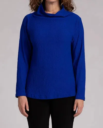 Sympli Funnel Neck Top In Lapis
