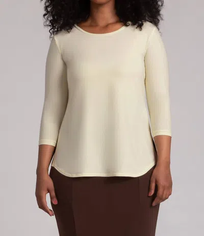 Sympli Go To Classic 3/4 Sleeve Tee In Lemon Chiffon In White