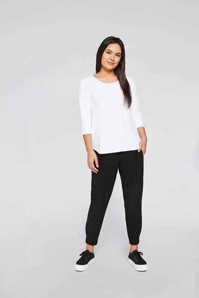 Sympli Go To Classic T Relax 3/4 Sleeve Top In White