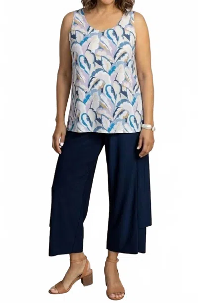 Sympli Go To Tank Relax Print Top In Feathered Flora In Multi