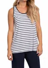 Sympli Go To Tank Top In Navy Stripe In White