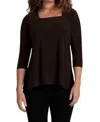 Sympli Jersey Square Neck Top In Chocolate In Brown