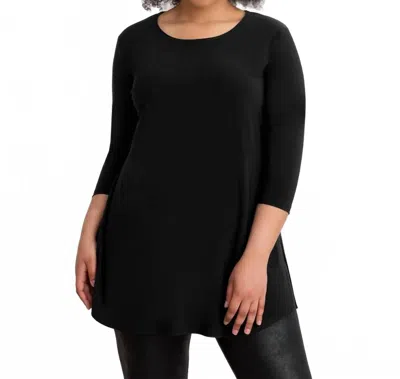Sympli Jewel Neck Smocked Sleeve Top In Black