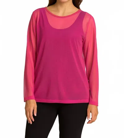 Sympli Mesh Go To Cropped Tee In Peony In Red