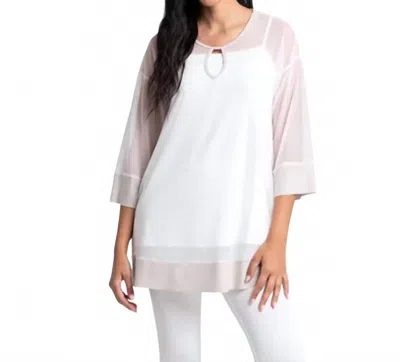 SYMPLI MESH KEYHOLE TUNIC IN WHITE