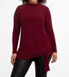 Sympli Mock Neck Tie Tunic In Pomegranate In Red