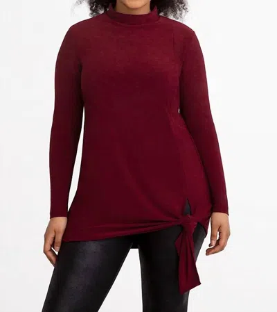 Sympli Mock Neck Tie Tunic In Pomegranate In Red
