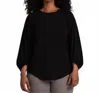 Sympli Fleece Back Jersey Move Pullover Top In Black In Black